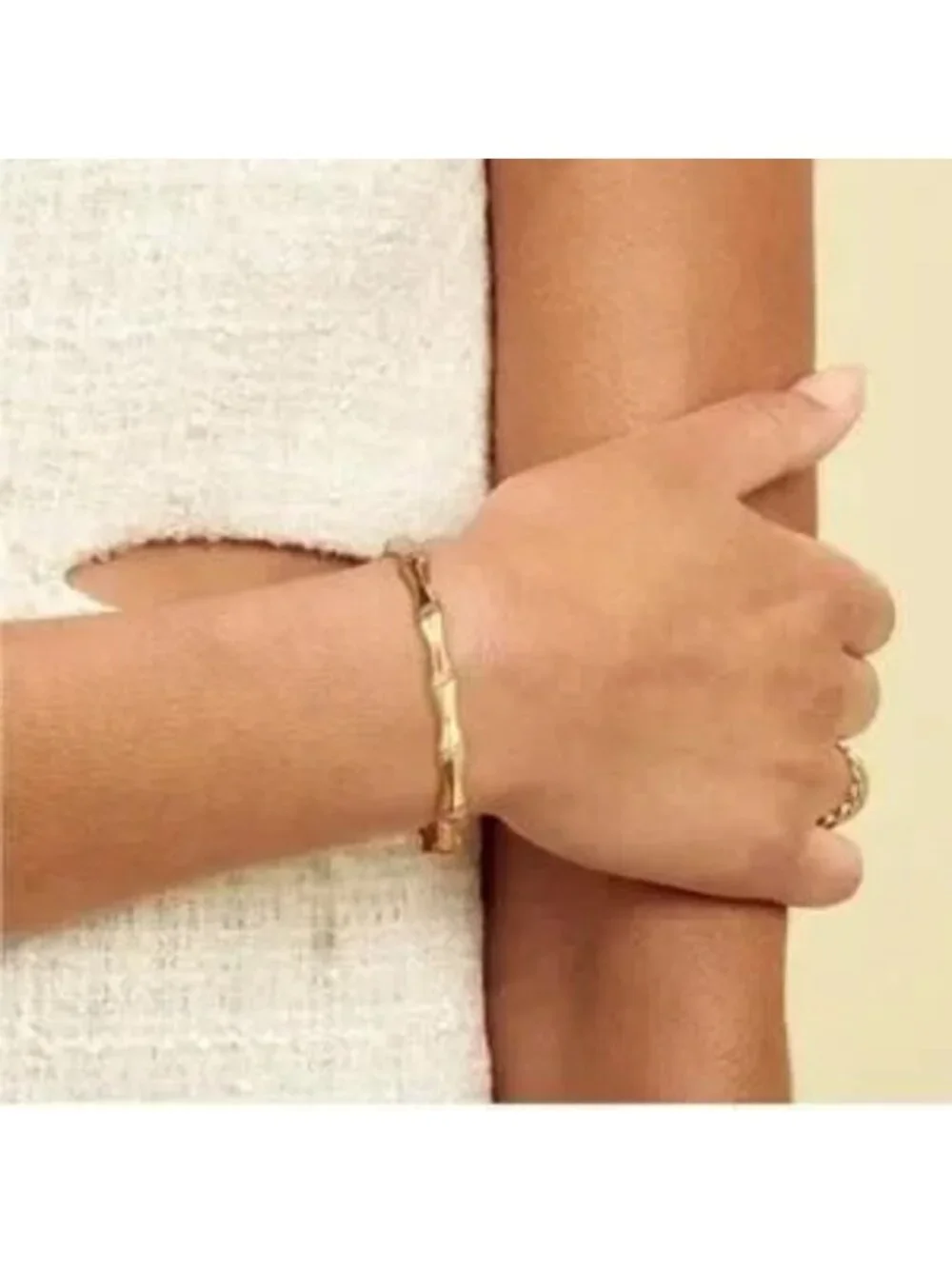 Gold 14k Gold Plated Bamboo Cuff Bracelet